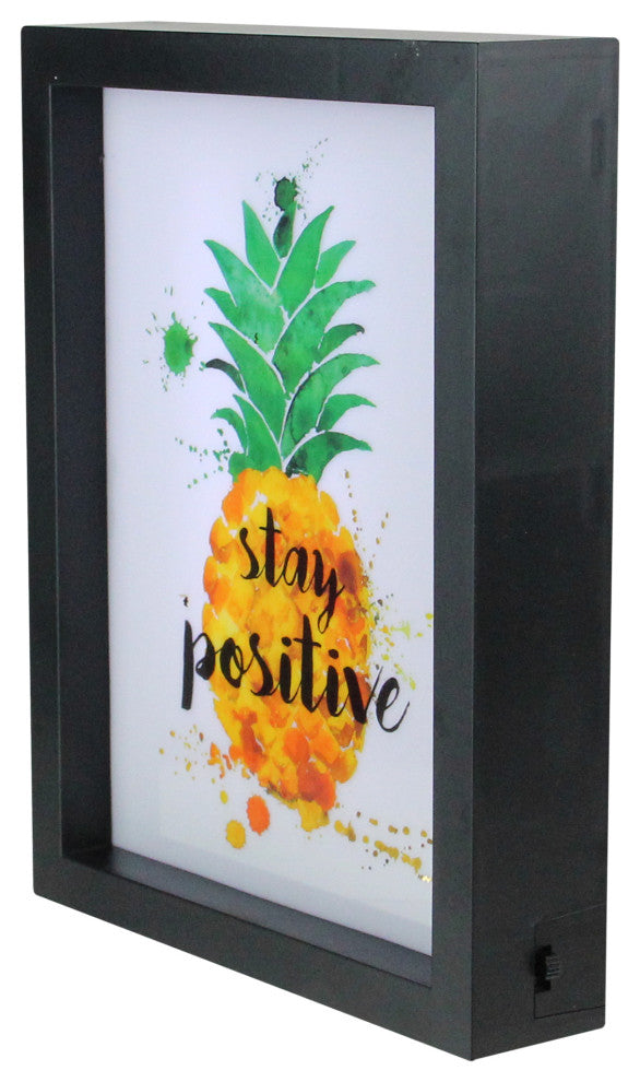 9" LED Lighted 'Stay Positive' Pineapple Framed Light Box
