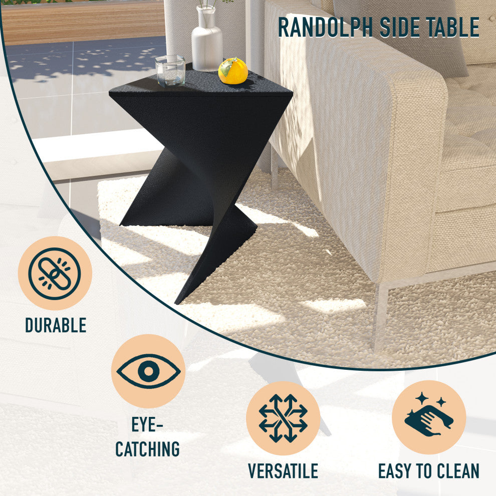 Leisuremod Randolph Modern Triangle Accent Side End Table, Black, Singles