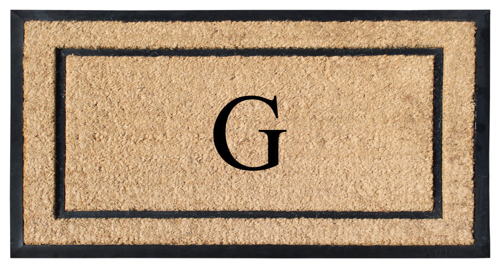 A1HC Rubber & Coir Large Outdoor Durable Monogrammed Doormat, 24"X39", Beige, G