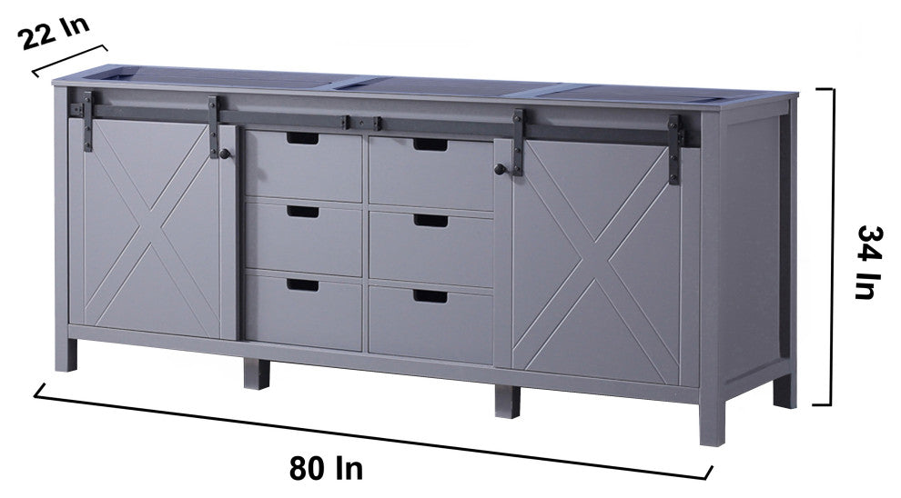 Marsyas 80" Dark Gray Bathroom Bath Storage Vanity Cabinet