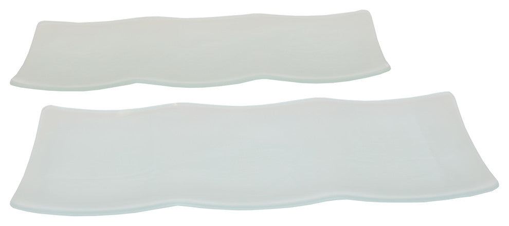 15, Satin White Serving Dish With Unique Wavy Shape, Set of 2