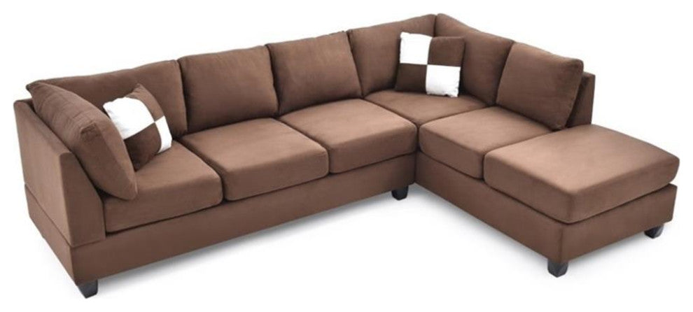 Glory Furniture Malone Microsuede Sectional in Chocolate