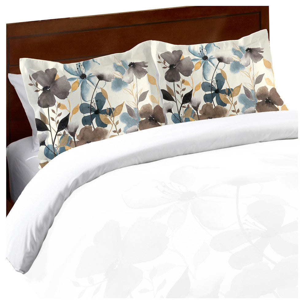 Laural Home Greige Florals Standard Pillow Sham
