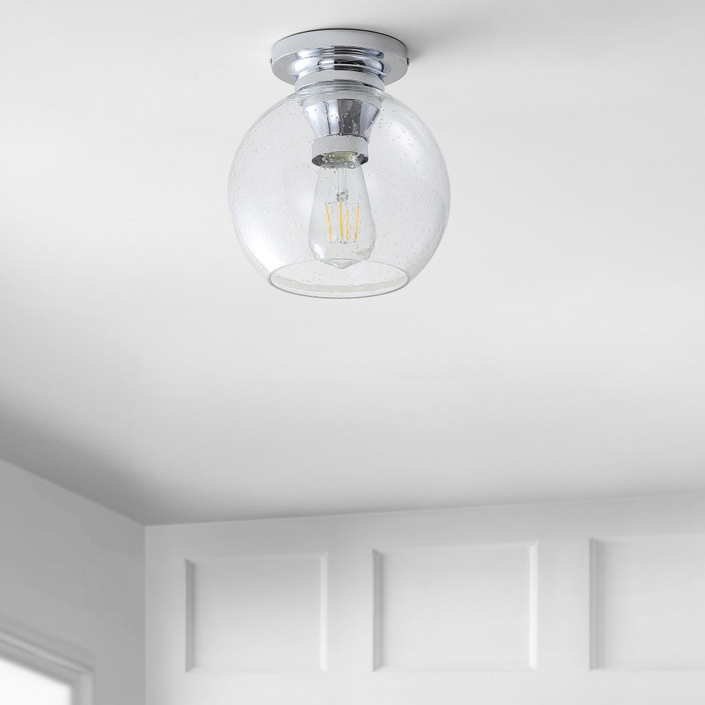 Atlas 7.75" Metal and Glass LED Flush Mount, Chrome