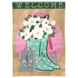 Welcome Fleur De Lis Rainboots Flag, Large