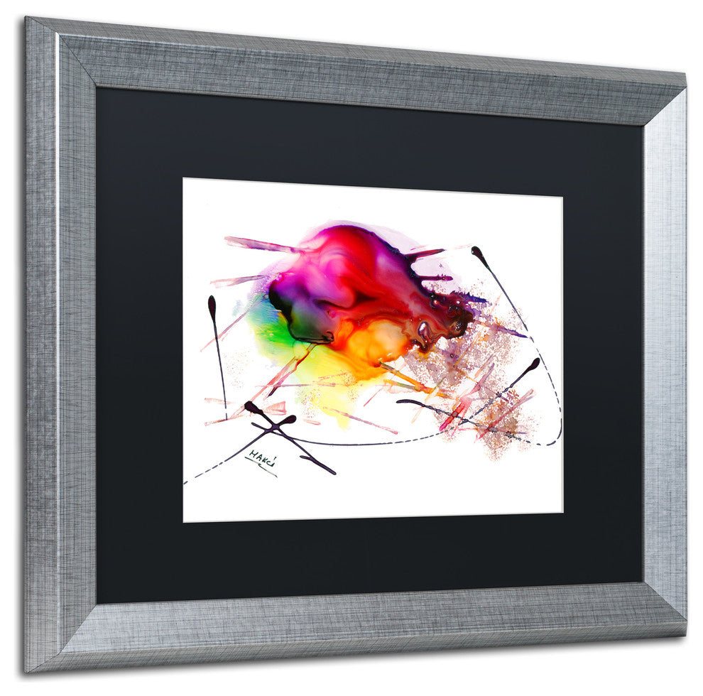 Mako 'Abstract 02' Art, Silver Frame, Black Mat, 20x16