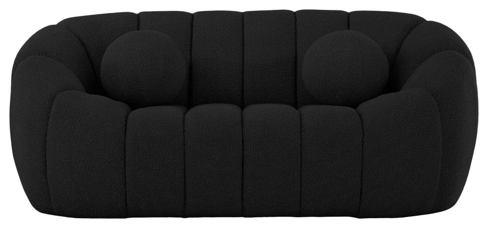Elijah Boucle Fabric Upholstered Loveseat, Black