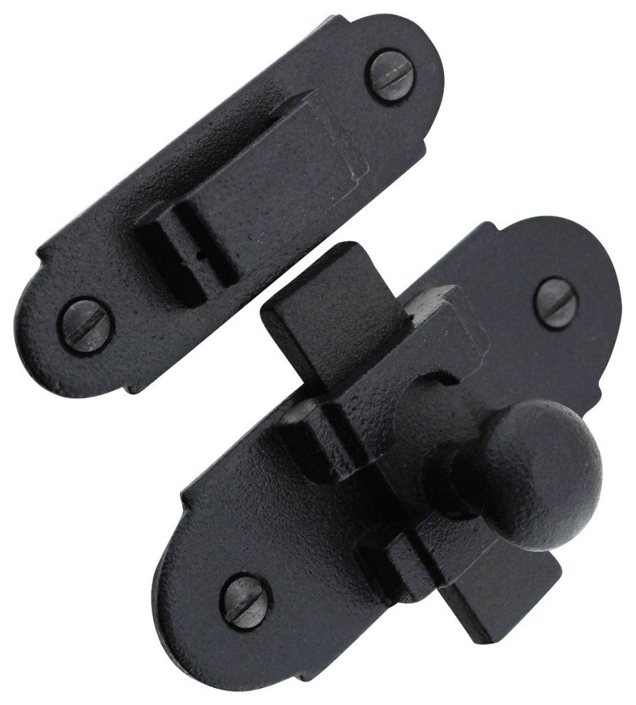 Slide Style Cabinet Latch Black Iron 3 1/4 Inch x 1 1/4 Inch Pack of 3
