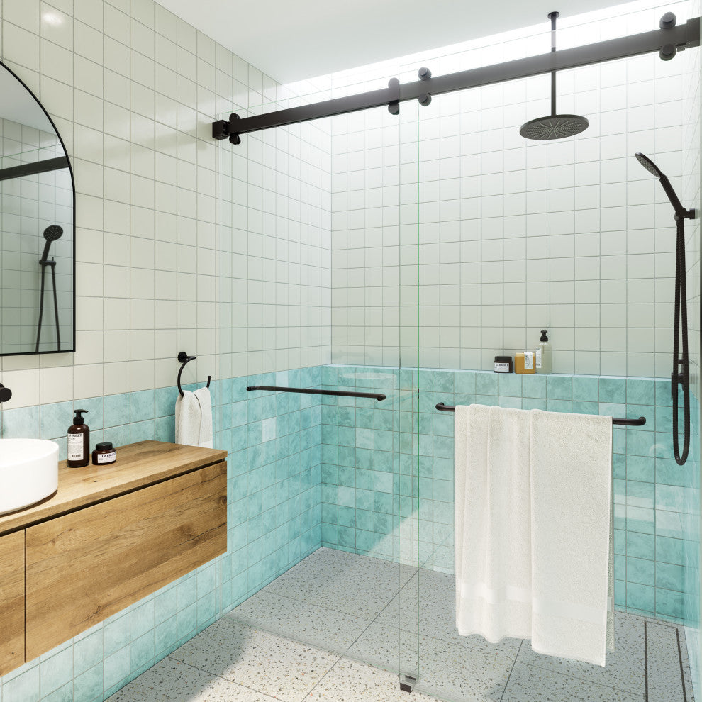 Polaris 60 in. x 78 in. Sliding Bypass Shower Doors, Matte Black