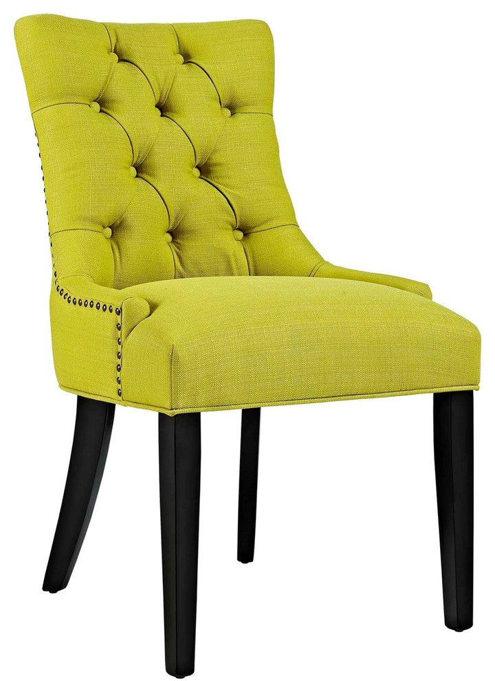 Modern Contemporary Urban Kitchen Dining Side Chair, Set of 2, Green, Fabric