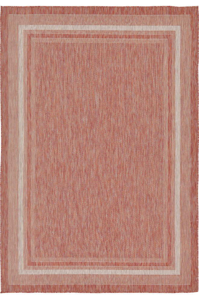 Unique Loom Rust Red Soft Border Outdoor 7'' 0 x 10'' 0 Area Rug