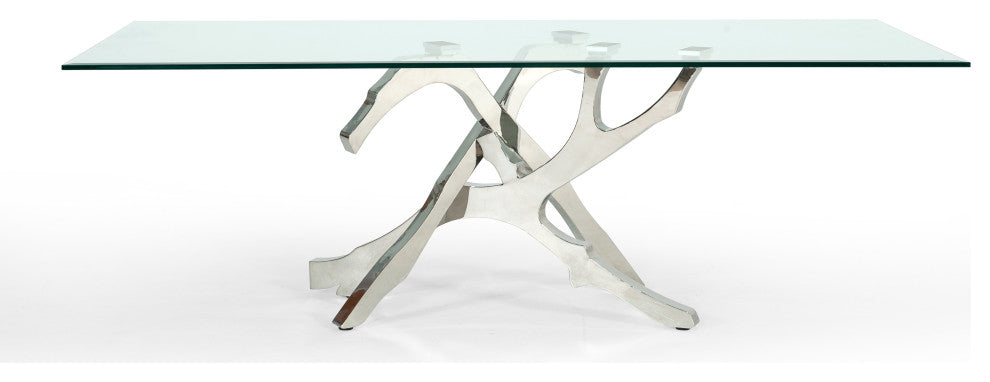 Modrest Legend Modern Glass and Stainless Steel Dining Table