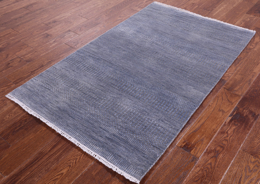 3' 2" X 5' 1" Wool and Silk Savannah Grass Handmade Rug Q11533