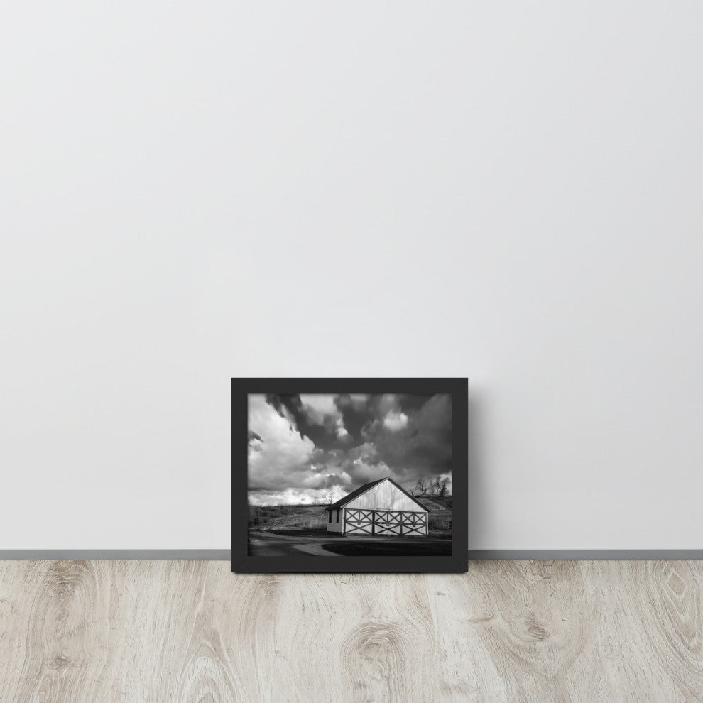 Aging Barn Morning Sun in Black and White Framed Photo Paper Wall Art Prints, Black, 8" X 10"