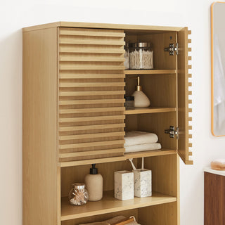 Render Tall Bathroom Storage Cabinet, Oak