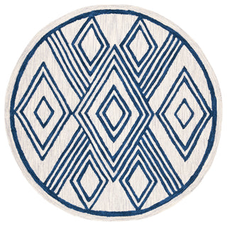Safavieh Micro-Loop Collection MLP156 Rug, Ivory/Navy, 5' Round