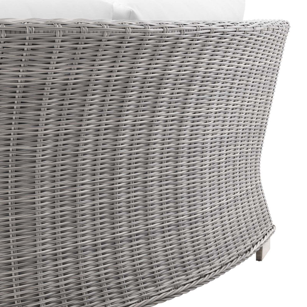 Conway Outdoor Patio Wicker Rattan Round Corner Chair Light Gray White