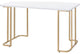 Benzara BM250218 Writing Desk, Metal Curved Sled Base & Floor Protectors, White