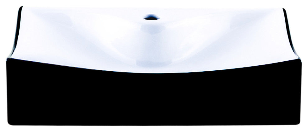 Black and White Porcelain Vessel Sink With Faucet Hole
