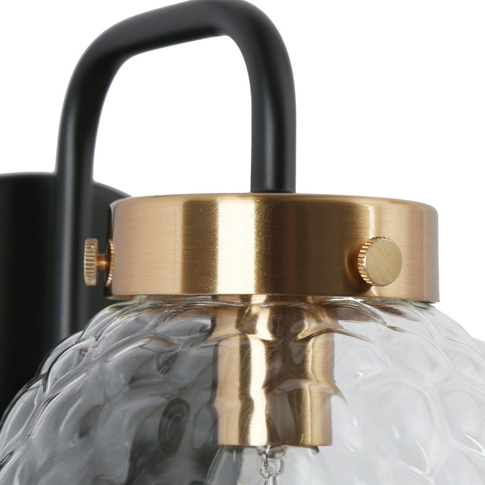 LNC Astrid Black and Gold Modern Textured-Glass Wall Sconce, 1 Light