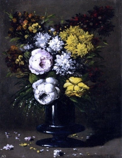Theodule Ribot Still Life With Peonies, 21"x28" Wall Decal Print