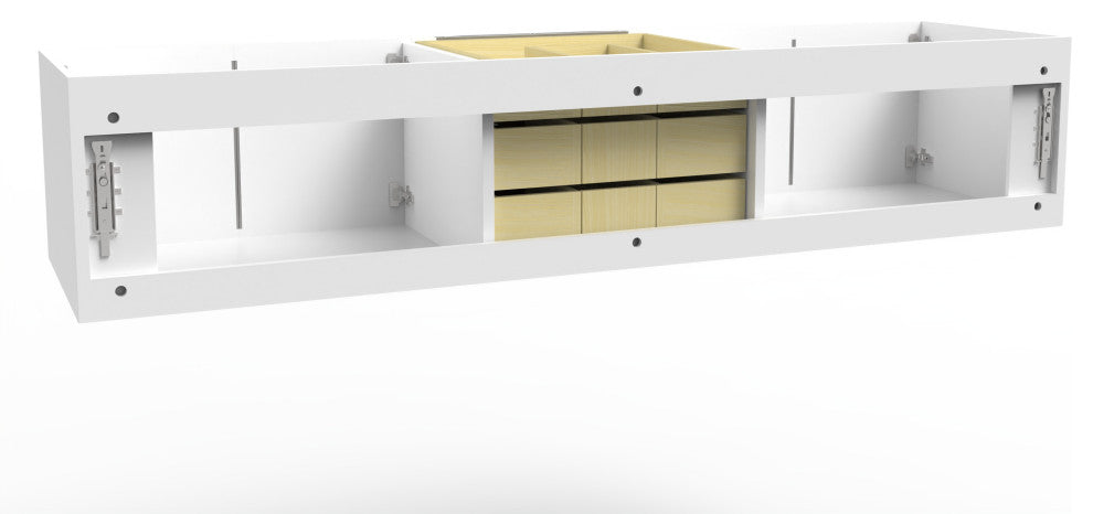 CastelloUSA Alpine 72" Wall Mounted Vanity, Base Only, White, Chrome Handles
