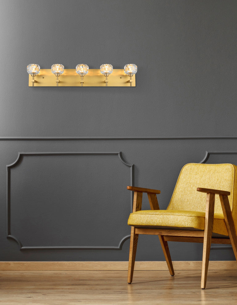 5 Light Wall Sconce, Gold