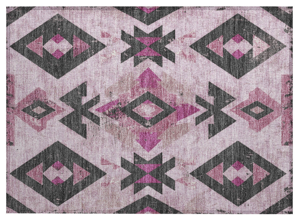 Machine Washable Indoor/Outdoor Chantille ACN1882 Pink 1'8" x 2'6" Rug