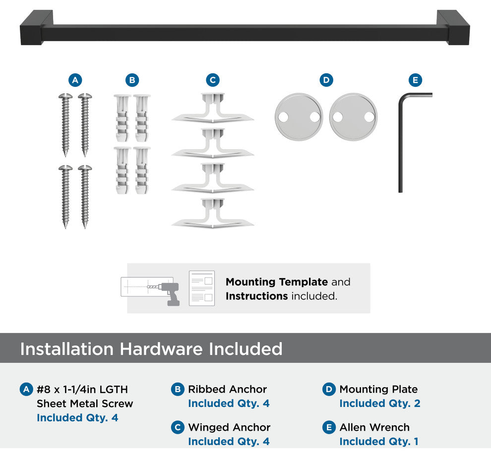 Amerock Monument Contemporary Towel Bar, Matte Black, 18" Center-to-Center