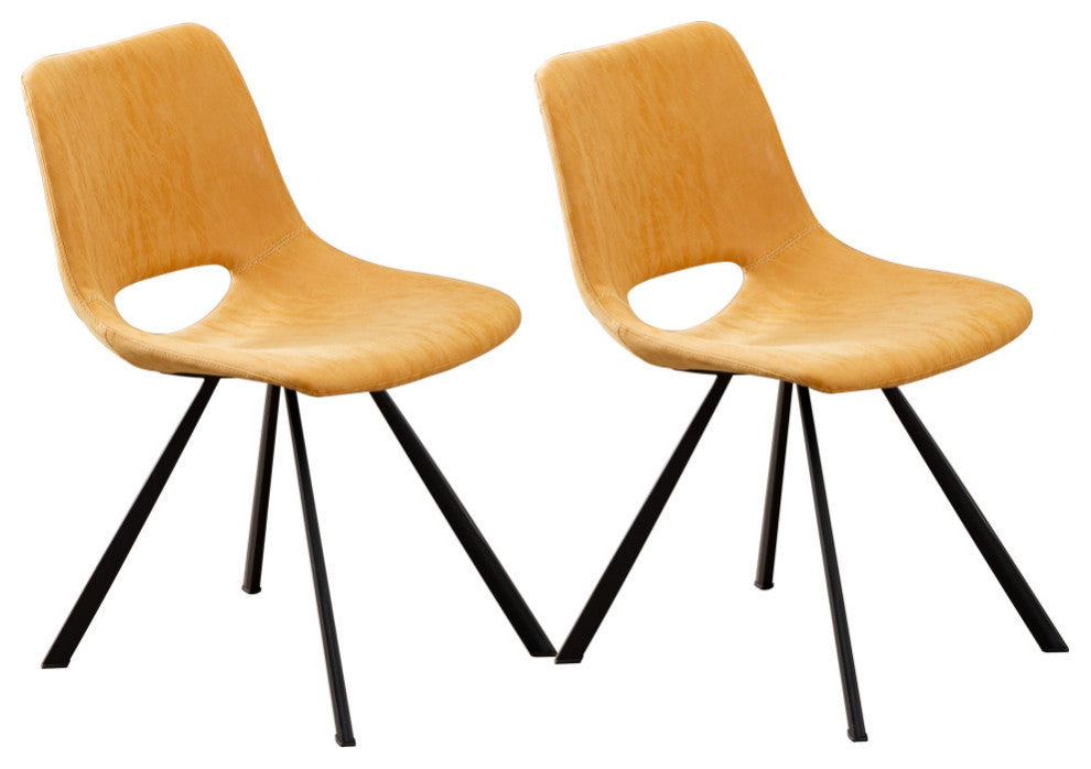 Home Beyond Synthetic Leather Dining Chairs, Set of 2, Tan