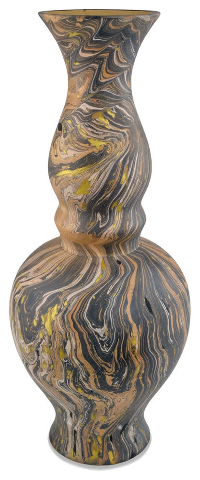 Brown Marbleized Double Gourd Vase
