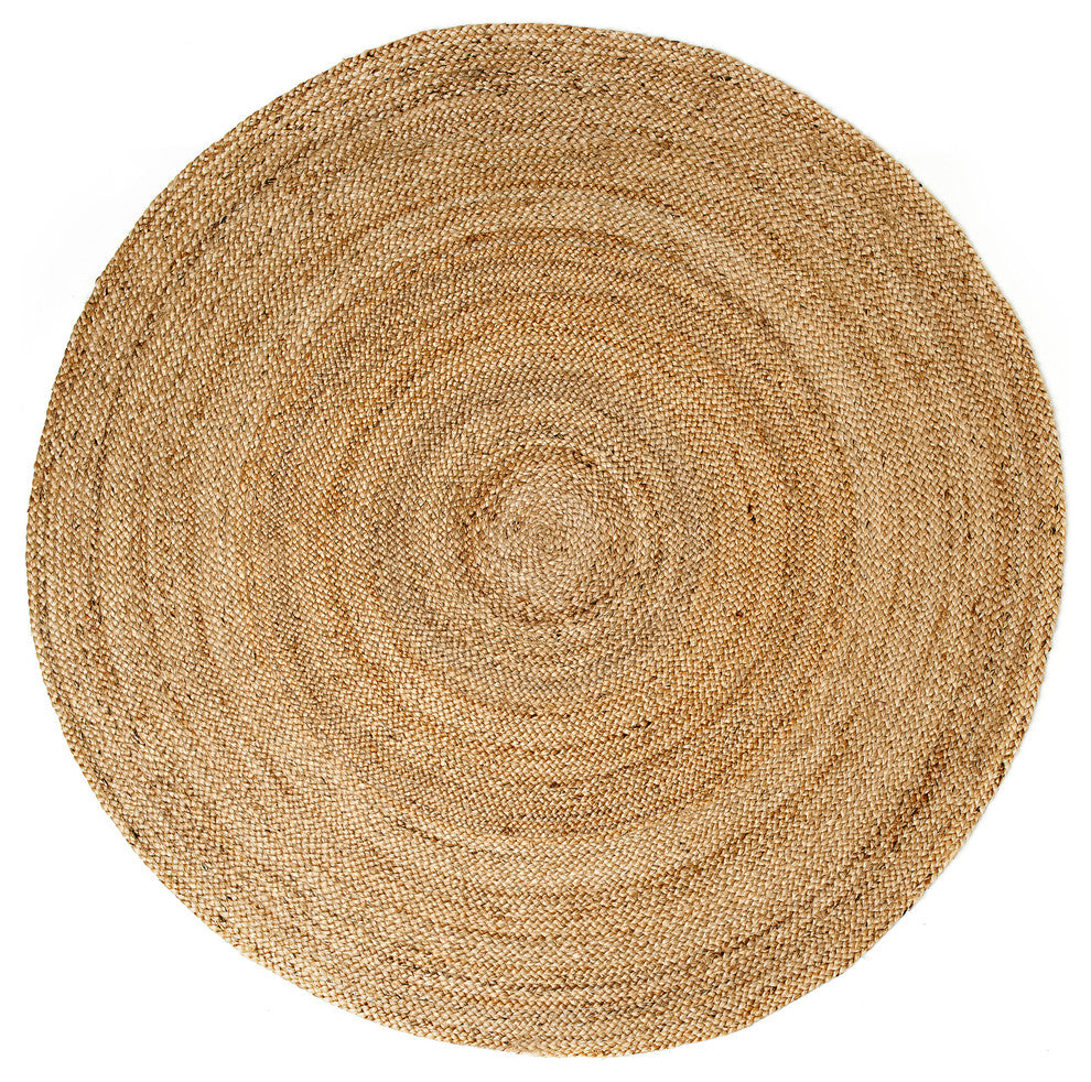Kerala Natural Jute Rug, Natural and Brown, 6' Round