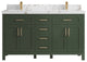 Cambridge 60" Double Bathroom Vanity in Pewter Green 2" Viola Brown
