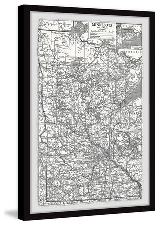 "Gray Minnesota Outline" Framed Painting Print, 8x12