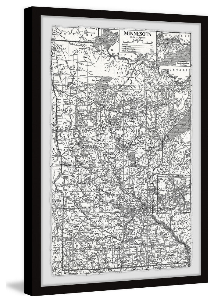 "Gray Minnesota Outline" Framed Painting Print, 8x12