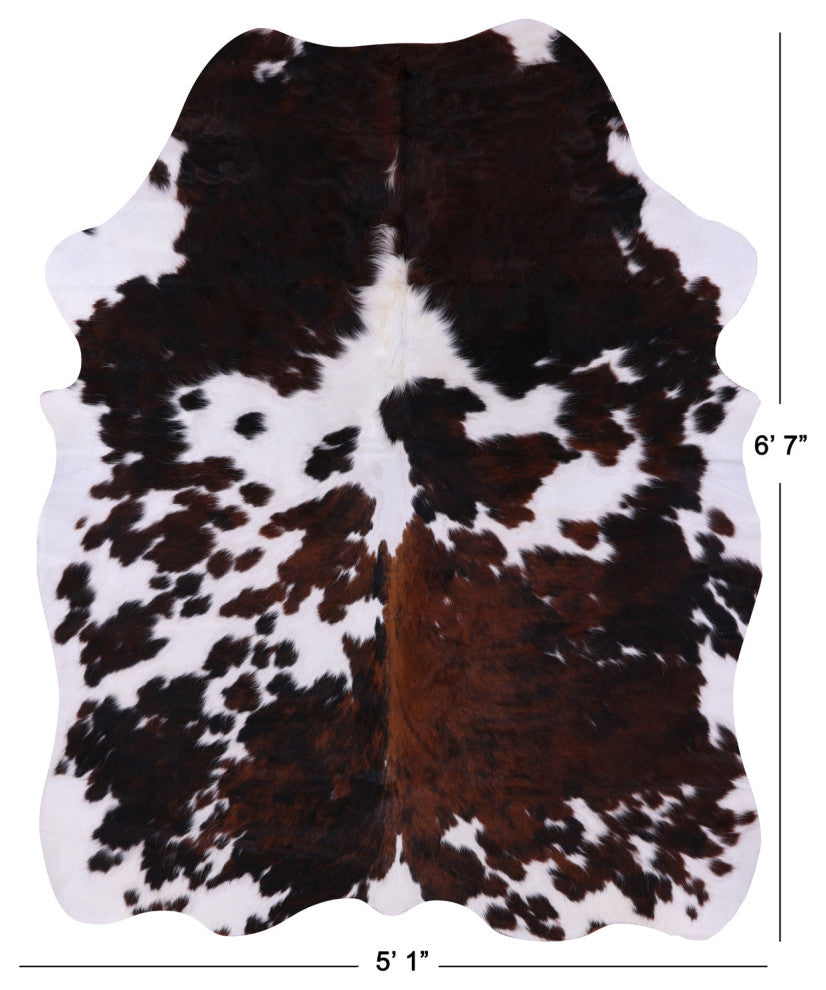 6' 7" X 5' 1" Tricolor Natural Cowhide Rug C1975