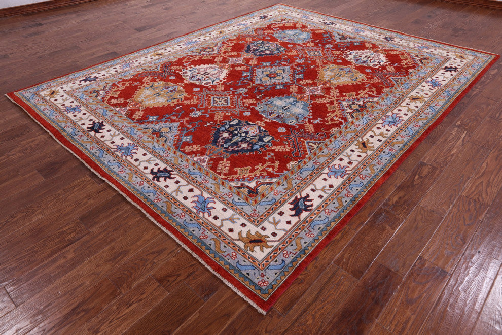 8' 1" X 10' 1" Handmade Super Kazak Wool Rug Q9506