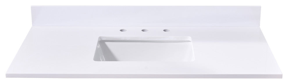 Andalo Engineered Stone Vanity Top, Snow White With White Sink, 43"