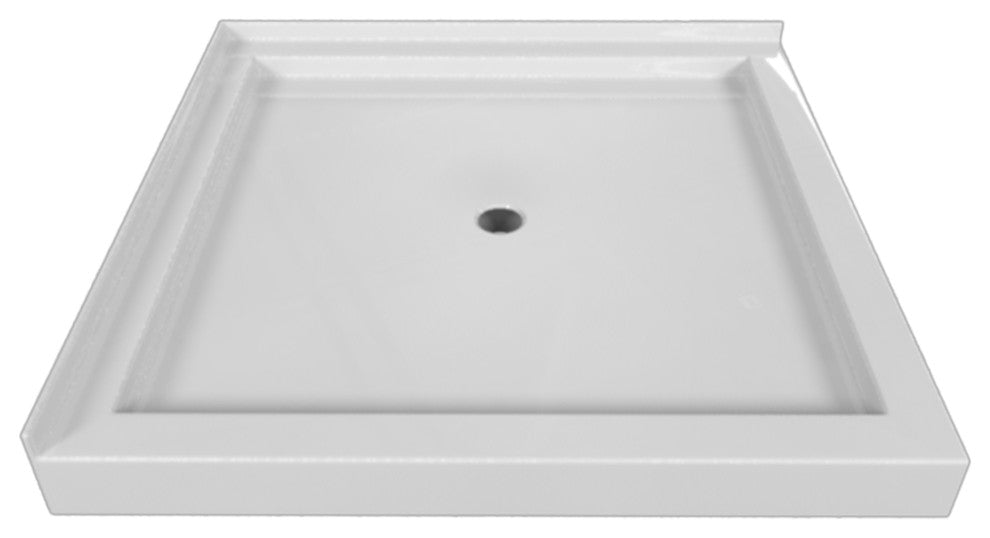 Valley Acrylic Double Threshold Acrylic Center Drain Shower Base 42", White, 42"