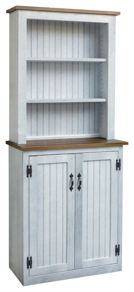 72-inch Tall China Cabinet with 3 Shelves and 2 Doors, White/ Natural Brown