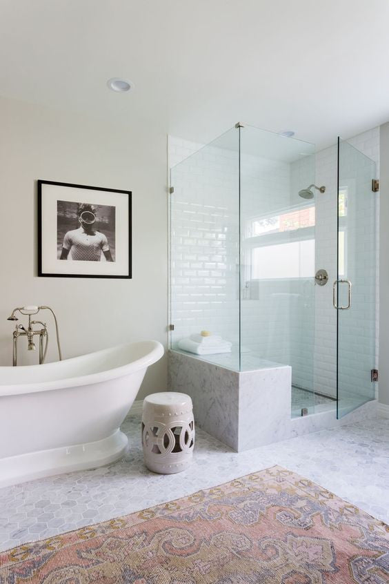 4" Honed Hexagon Carrara White Venato Carrera Marble Mosaic Floor Tile, 1 sheet