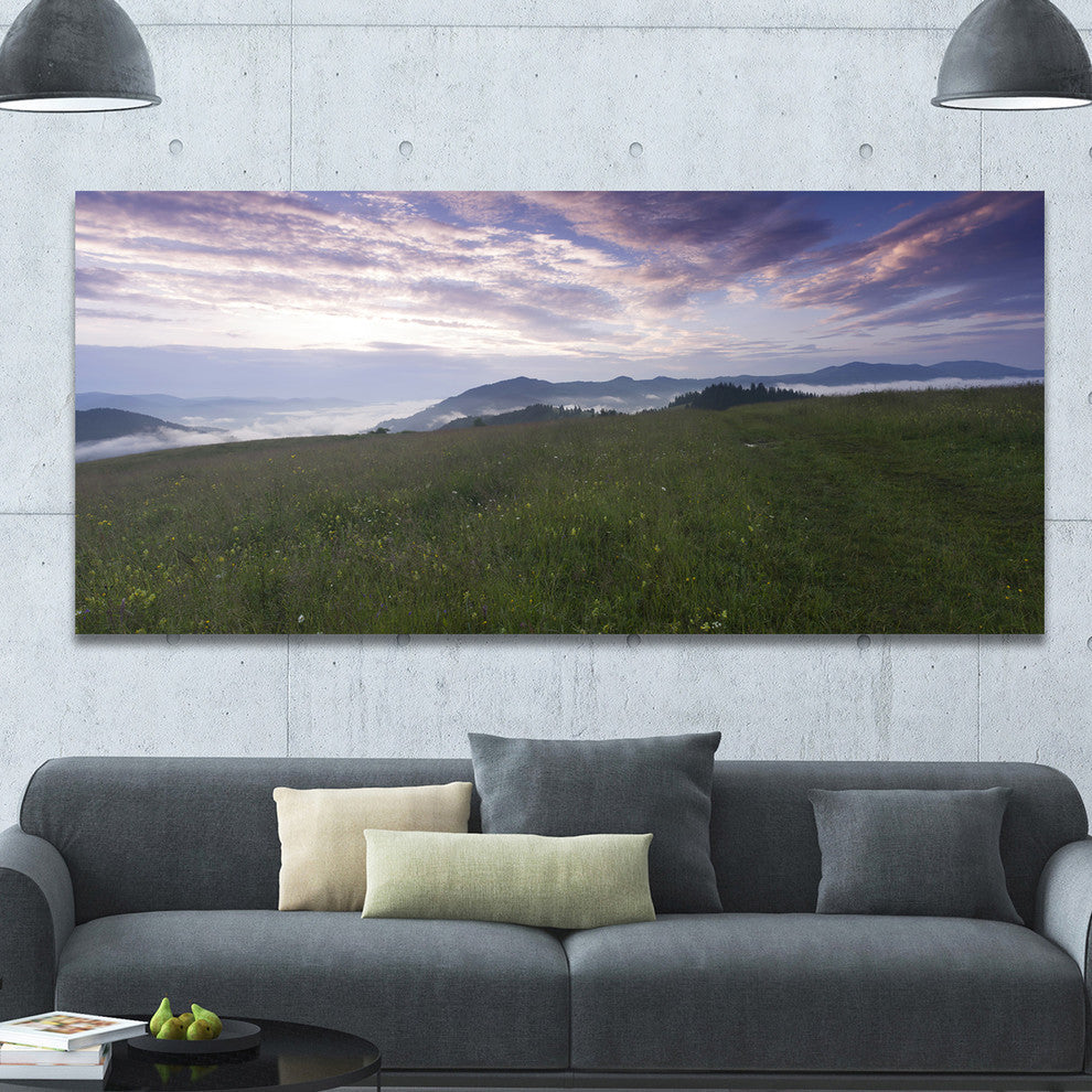 Mountain Plateau at Evening, Landscape Canvas Art Print, 60"x28"
