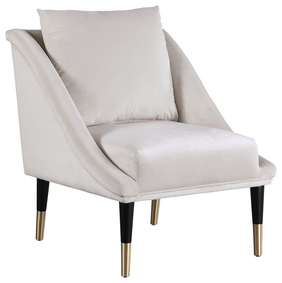 Elegante Velvet Upholstered Accent Chair, Cream