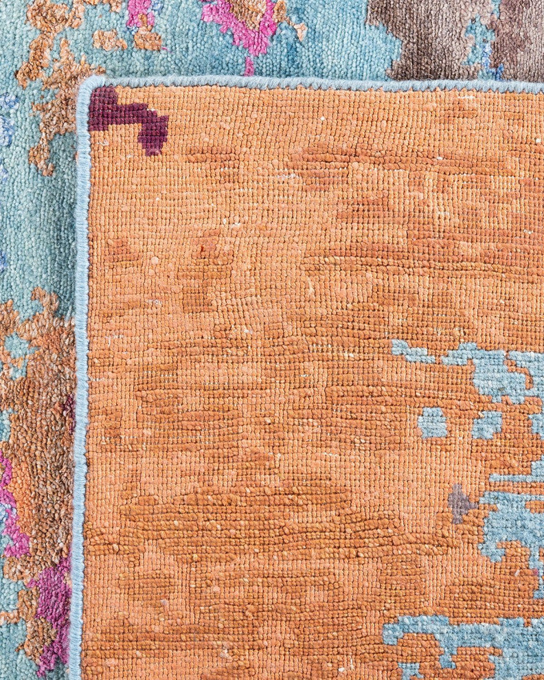Modern One-of-a-Kind Hand-Knotted Area Rug Pink, 9' 2" x 12' 1"