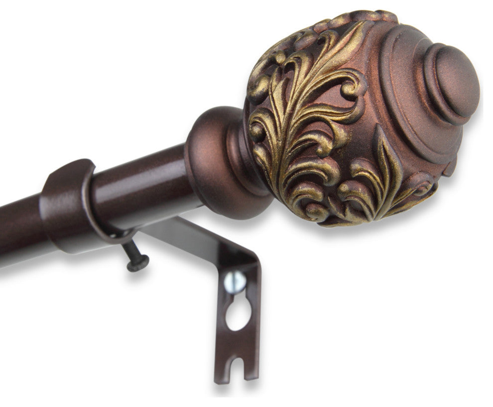 Tilly Curtain Rod, Cocoa, 18-28"