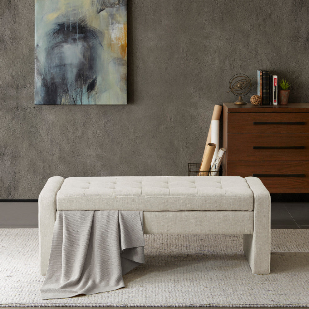 Madison Park Gillian Soft Close Storage Bench, Cream