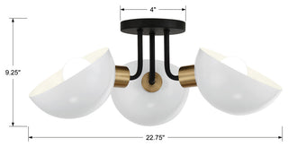 Gigi 3 Light Black & Aged Brass Ceiling Mount