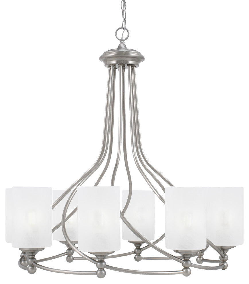 Capri 8-Light Chandelier, Brushed Nickel/White Marble