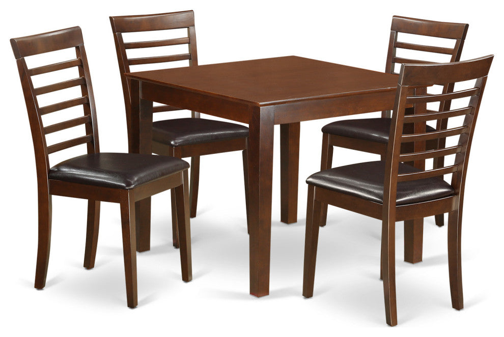 5 Pc Kitchen Dinette Set With A Dining Table And 4 Dining Chairs In Mahogany