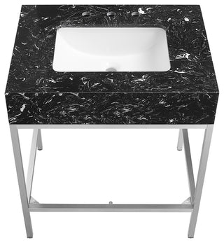Marmo Bathroom Vanity, Black, 30" Wide, Satin Chrome Finish